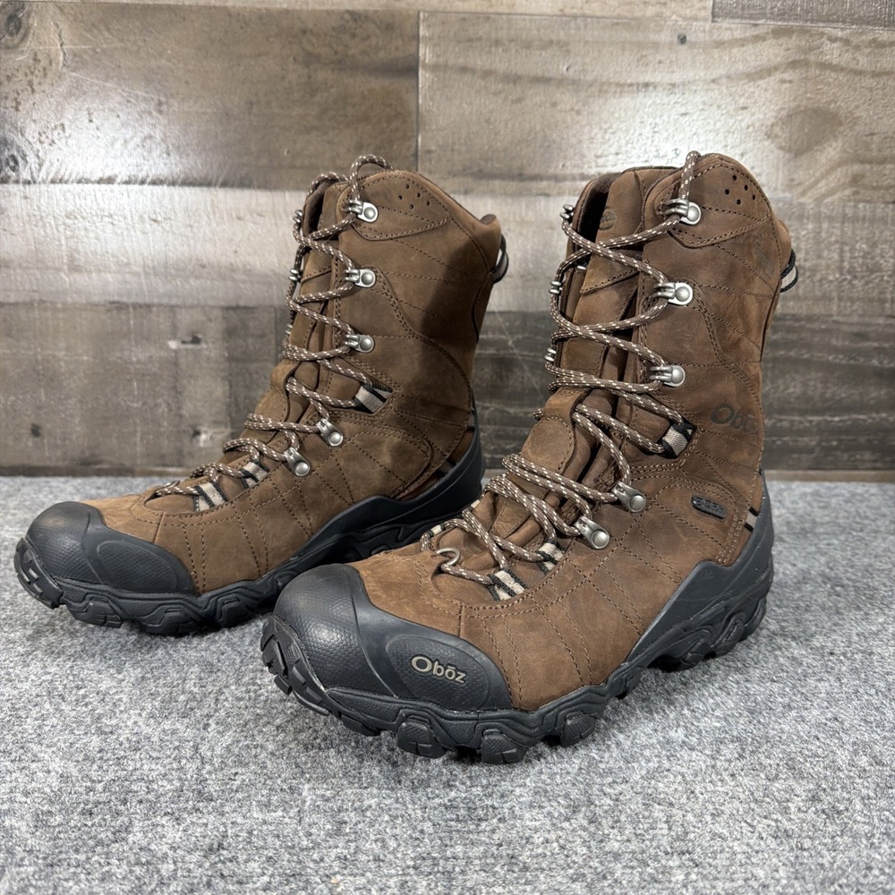Oboz Bridger 10" Insulated B-Dry Hiking Boots Insulated Waterproof Brown Men's 9